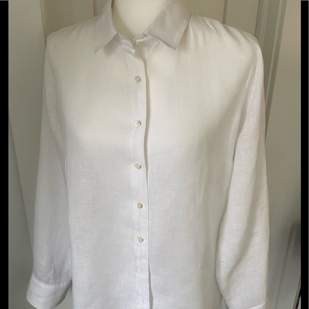 JCrew White Linen Perfect Fit Shirt